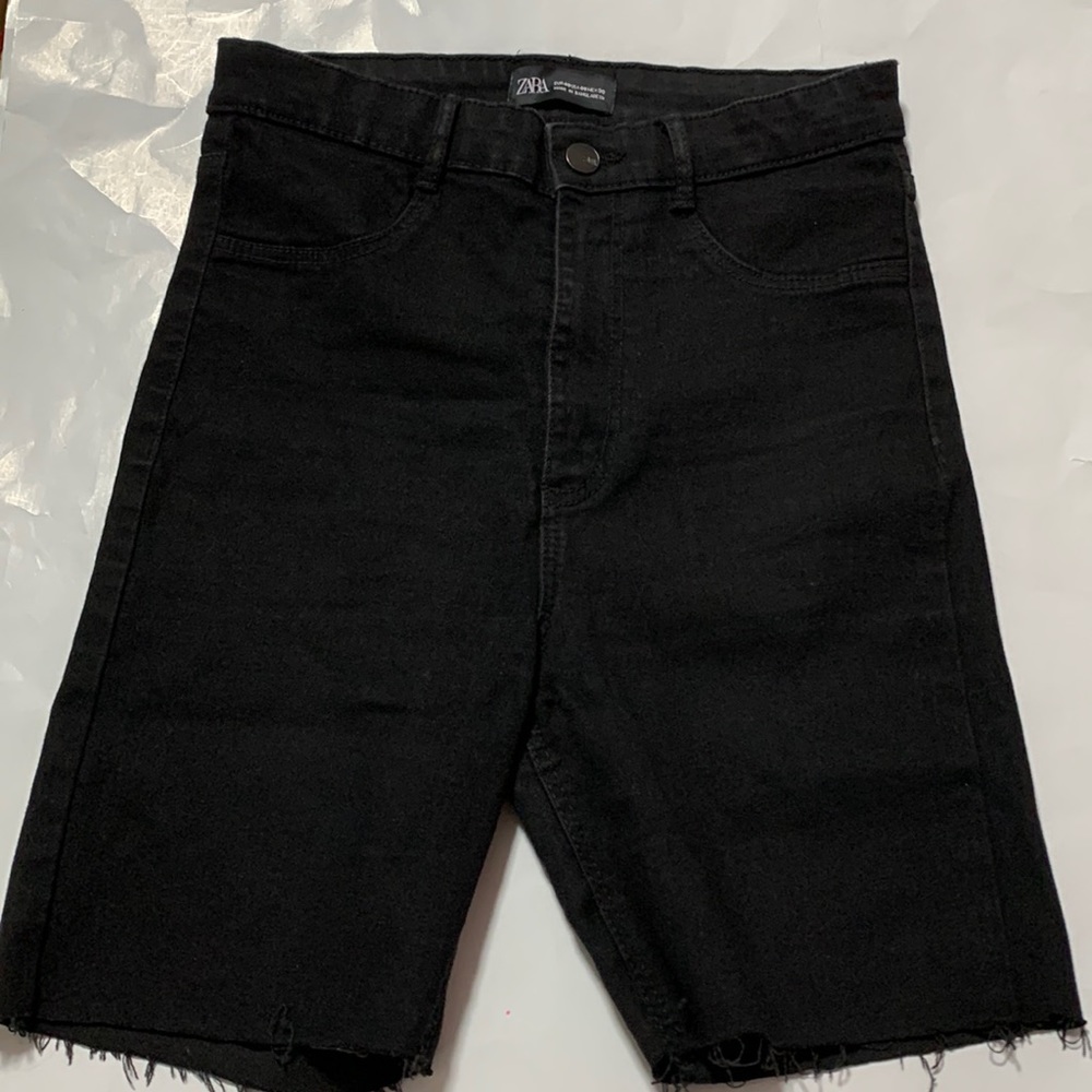 Zara denim Bermuda shorts super stretch black size 8